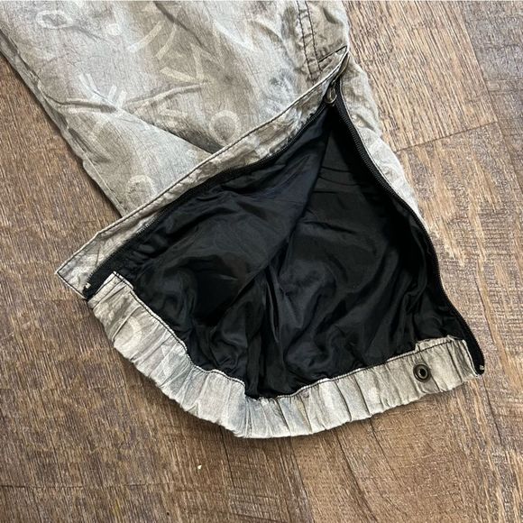 Van Grack Pants Mens Small Gray Geometric Windbreaker Nylon Vintage 90s Hip Hop - Picture 9 of 10